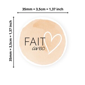 140 Etiquettes Fait avec Amour Rondes Autocollantes - Ø 35 mm - Papier Recyclé - Fait avec Amour - 4 Planches A4 de Stickers pour entrepreneurs  smallbusiness  DIY  scrapbooking.