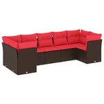 vidaXL Salon de jardin avec coussins 7 Pièces marron résine tressée