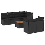 vidaXL Salon de jardin 8 Pièces avec coussins noir résine tressée