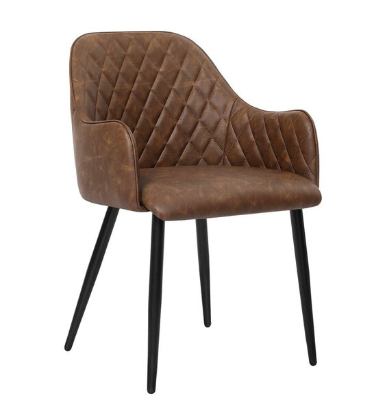Chaise de salle à manger fauteuil siège moderne rembourrée avec dossier revêtement en pu vintage charge 110 kg pour salle à manger salon chambre marron 12_0002437