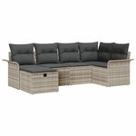vidaXL Ensemble de canapé de jardin 6 Pièces Gris clair Poly rotin