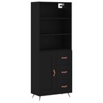 vidaXL Buffet haut Noir 69 5x34x180 cm Bois d'ingénierie