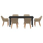 vidaXL Ensemble de salle à manger pour jardin 7 Pièces Beige polyrotin