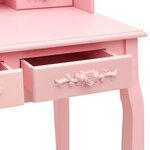 vidaXL Ensemble de coiffeuse avec tabouret Rose 75x69x140 cm Paulownia