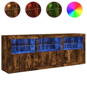vidaXL Buffet avec lumières LED chêne fumé 181 5x37x67 cm