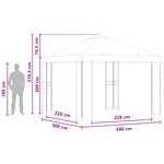 vidaXL Pavillon 3 x 3 m Bordeaux Polyester et Acier 190 gsm