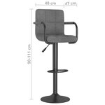 vidaXL Tabouret de bar Gris clair Tissu