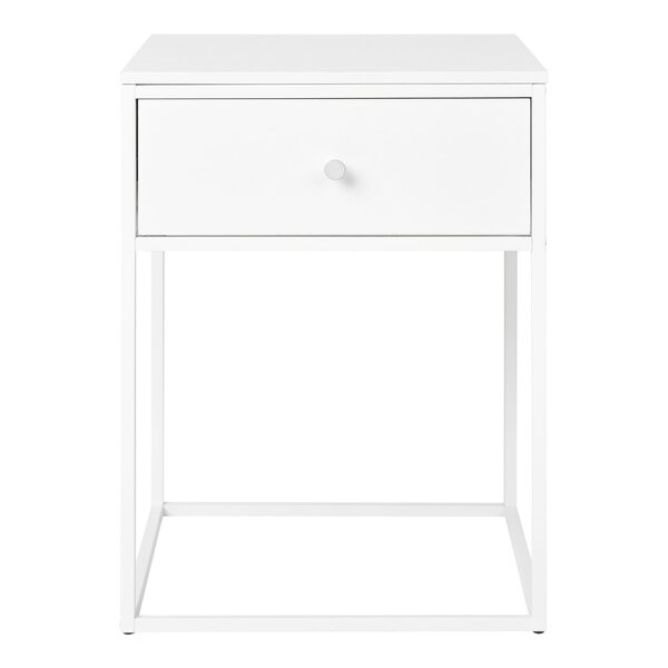 Table d'appoint 1 tiroir blanc cadre blanc 40 x 40 x 55 cm