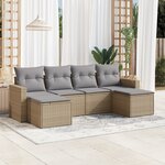 vidaXL Salon de jardin avec coussins 6 Pièces beige résine tressée