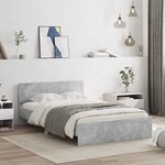 vidaXL Cadre de lit avec tête de lit et LED gris béton 140x190 cm
