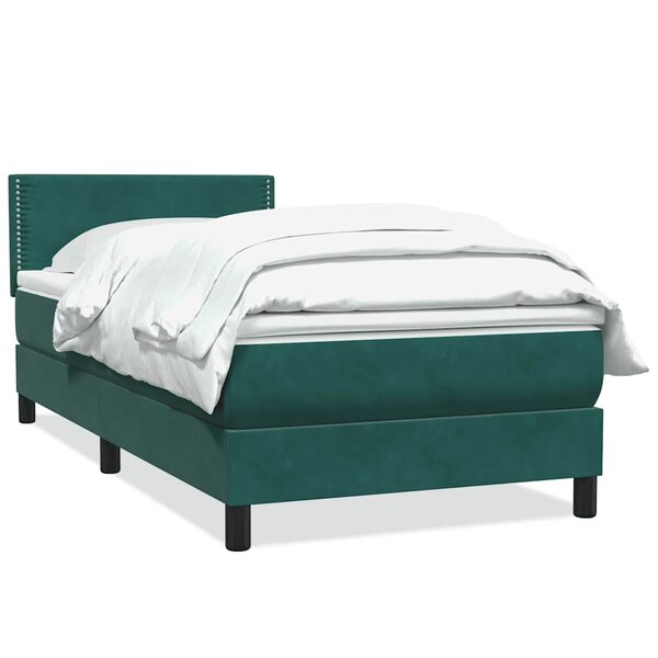 vidaXL Sommier à lattes de lit et matelas vert foncé 90x220 cm velours