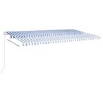 vidaXL Auvent automatique rétractable et poteaux 6x3 5 m Bleu et blanc