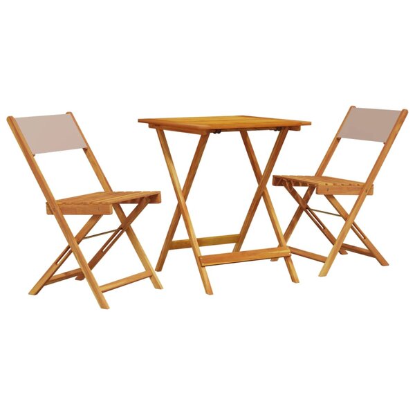 vidaXL Ensemble de bistro 3 Pièces taupe tissu et bois massif