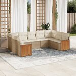 vidaXL Salon de jardin avec coussins 9 Pièces beige résine tressée
