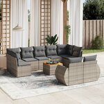 vidaXL Salon de jardin avec coussins 10 Pièces gris résine tressée
