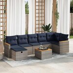 vidaXL Salon de jardin 8 Pièces avec coussins gris résine tressée