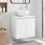 vidaXL Vanité de lavabo mural Blanc 49 5 x 41 x 64 5 cm
