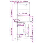 vidaXL Buffet haut Noir 69 5x34x180 cm Bois d'ingénierie