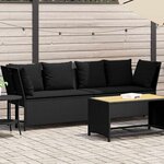 vidaXL Canapé de jardin avec coussins Noir Résine tressée