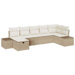 vidaXL Ensemble de canapé de jardin avec coussin 7 Pièces Beige polyrotin