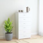 Vidaxl buffet avec 6 tiroirs blanc 50x34x96 cm bois d'ingénierie