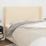 vidaXL Tête de lit avec oreilles Crème 203x23x118/128 cm Tissu
