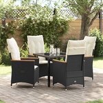 vidaXL Ensemble de salle à manger pour jardin 5 Pièces Noir Poly rotin