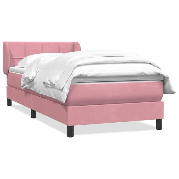 vidaXL Sommier à lattes de lit avec matelas rose 80x220 cm velours