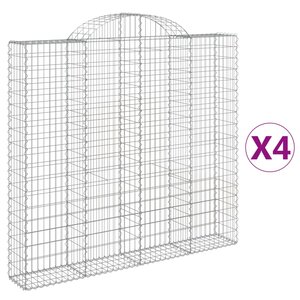 vidaXL Paniers à gabions arqués 4 Pièces 200x30x180/200 cm Fer galvanisé