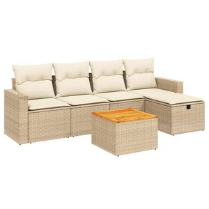vidaXL Salon de jardin avec coussins 6 Pièces beige résine tressée
