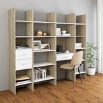 vidaXL Bibliothèque Blanc et chêne sonoma 60x35x180 cm Bois ingénierie