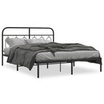vidaXL Cadre de lit métal sans matelas avec tête de lit noir 135x190cm