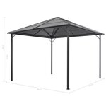 vidaXL Tonnelle avec rideau Aluminium 3x3 m Noir