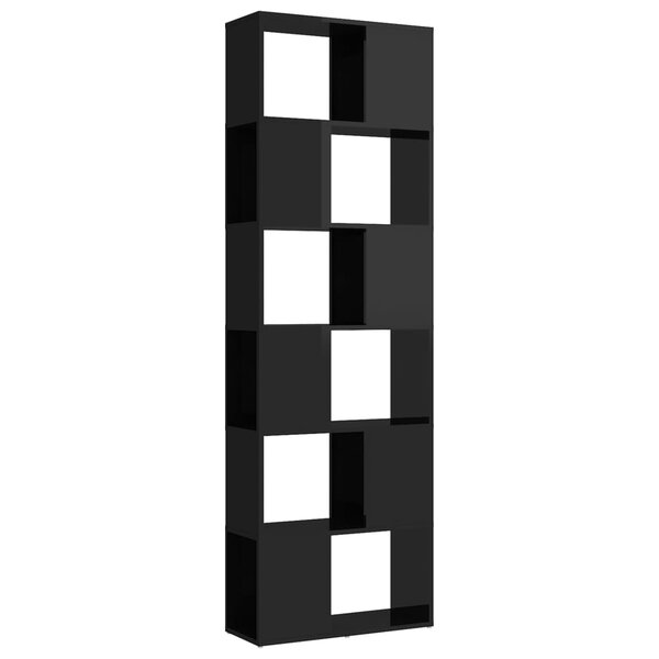 vidaXL Bibliothèque/Séparateur de pièce Noir brillant 60x24x186 cm