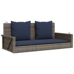 vidaXL Banc à bascule avec coussins Gris 119 x 56 x 48 cm Résine tressée