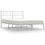 vidaXL Cadre de lit métal sans matelas et tête de lit blanc 140x200 cm