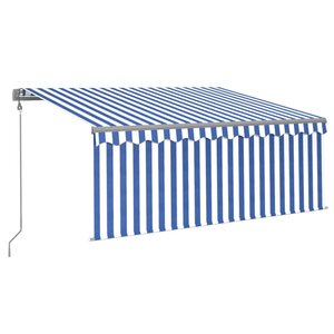vidaXL Auvent rétractable automatique avec store 3 5x2 5 m Bleu blanc
