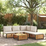 vidaXL Salon de jardin avec coussins 6 Pièces bois d'acacia solide