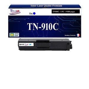 T3AZUR -Toner compatible avec Brother TN910 (TN-910C) pour Brother HL-L9310CDW  HL-L9310CDWT  HL-L9310CDWTT  MFC-L9570CDWT - Cyan