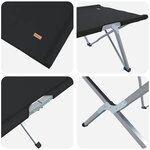 vidaXL Lit de camping pliant 2 Pièces Noir 62 x 194 x 42 cm Tissu Oxford
