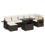 vidaXL Salon de jardin 8 Pièces avec coussins marron résine tressée