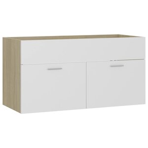 vidaXL Armoire d'évier Blanc et chêne sonoma Bois d’ingénierie