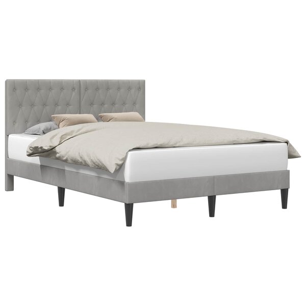 vidaXL Cadre de lit avec tête de lit Gris clair 120 x 190 cm Velours