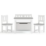 vidaXL Ensemble de table et chaises enfants 4 Pièces Blanc et gris MDF