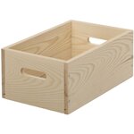 Caisse en bois brut de rangement 30 x 20 x 6 cm