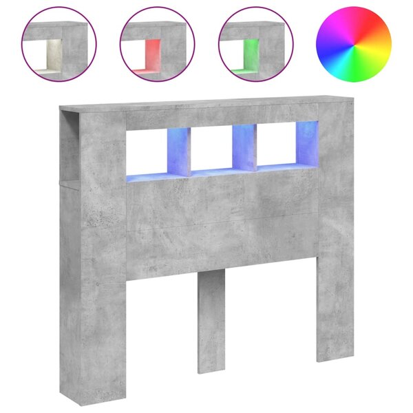 vidaXL Tête de lit à LED gris béton 120x18 5x103 5cm bois d'ingénierie
