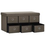 Banc banquette de rangement pliable marron 76 x 38 x 38 cm fau x lin 02_0010734
