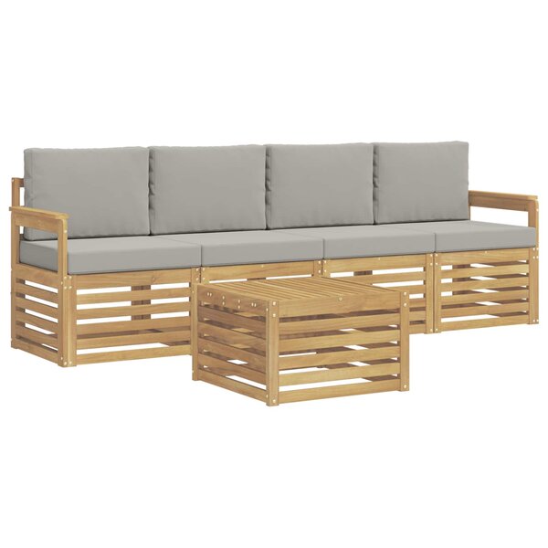vidaXL Ensemble de canapés d'extérieur 5 Pièces Blanc et gris clair