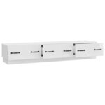 vidaXL Meuble TV Blanc brillant 147 x 34 5 x 27 cm Bois d'ingénierie