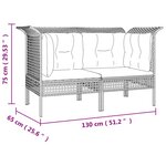 vidaXL Canapés d'angle de jardin et coussins 2 Pièces gris résine tressée